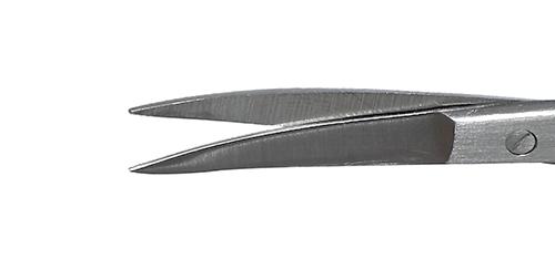 025R 11-081S Curved Iris Scissors, Sharp Tips, 28.00 mm Blades, Ring Handle, Length 115 mm, Stainless Steel