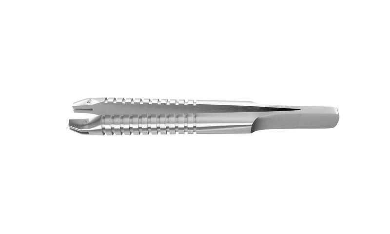 999R 4-0395/MRS Capsulorhexis Forceps with Scale (2.50/5.00 mm), Cross-Action, for 1.50 mm Incisions, Curved Stainless Steel Jaws (8.50 mm), Short Lever (16.00 mm), Medium (91 mm) Round Stainless Steel Handle, Length 110 mm