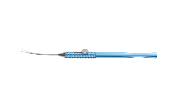 999R 10-083 Beehler Pupil Dilator, Four Prongs, Intraocular Handle, 17 Ga, Curved Shaft, Length 130 mm, Titanium Handle