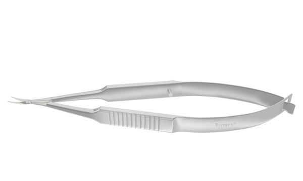 024R 11-052S Vannas Capsulotomy Scissors, Curved, Sharp Tips, 6.00 mm Blades, Flat Handle, Length 84 mm, Stainless Steel