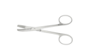 11-090S Curved Enucleation Scissors, Blunt Tips, 38 mm Blades from Midscrew to Tip, Ring Handle, Length 128 mm, Stainless Steel