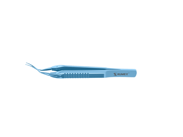 999R 4-0395/SFT Capsulorhexis Forceps with Scale (2.50/5.00 mm), Cross-Action, for 1.50 mm Incisions, Curved Titanium Jaws (8.50 mm), Short Lever (16.00 mm), Short (71 mm) Flat Titanium Handle, Length 90 mm