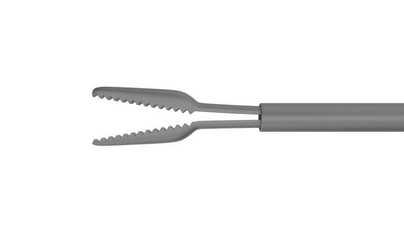 999R 12-304-25H Gripping Forceps With A "Crocodile" Platform, Attached to a Squeeze Handle, with RUMEX Flushing System, 25 Ga