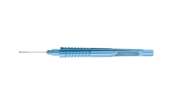 999R 12-304-25H Gripping Forceps With A "Crocodile" Platform, Attached to a Squeeze Handle, with RUMEX Flushing System, 25 Ga