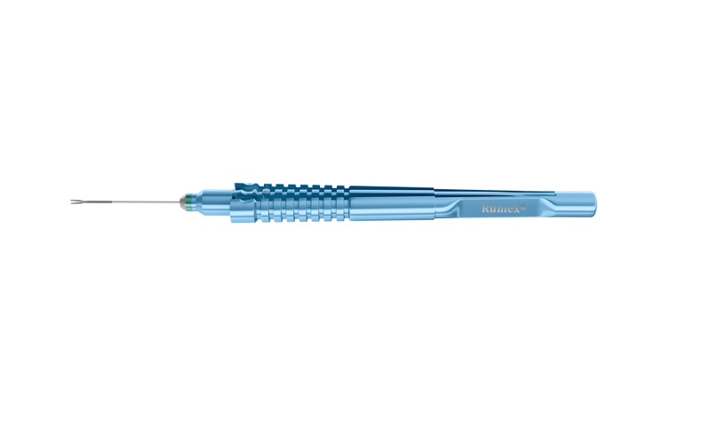 999R 12-410-25H Eckardt End-Gripping Forceps, Attached to a Squeeze Handle, with RUMEX Flushing System, 25 Ga
