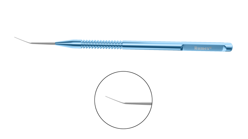 078R 13-011 Straight Spatula, 0.40 mm Wide, 14.00 mm Long, Length 122 mm, Round Titanium Handle