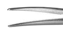 4-121S Hartman Hemostatic Mosquito Forceps, Curved, Serrated Jaws, Length 90 mm, Ring Handle, Stainless Steel