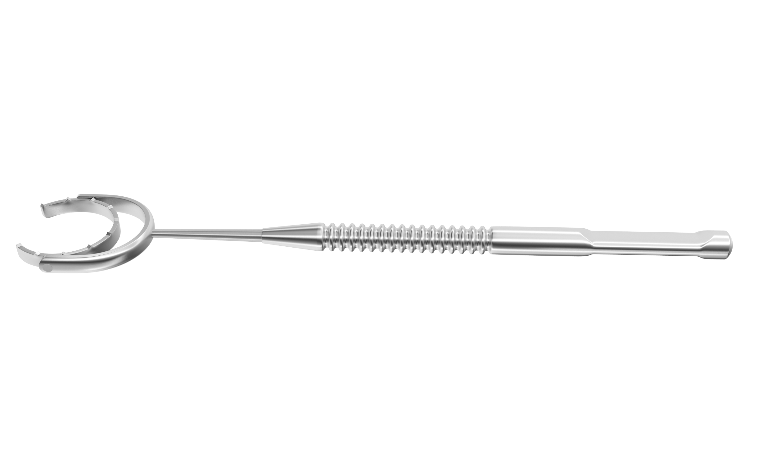 999R 16-036S Fine Thornton Phaco Fixation Ring with Swivel, 3/4 Open 13.00 mm Diameter Ring with Teeth, Length 96 mm, Stainless Steel