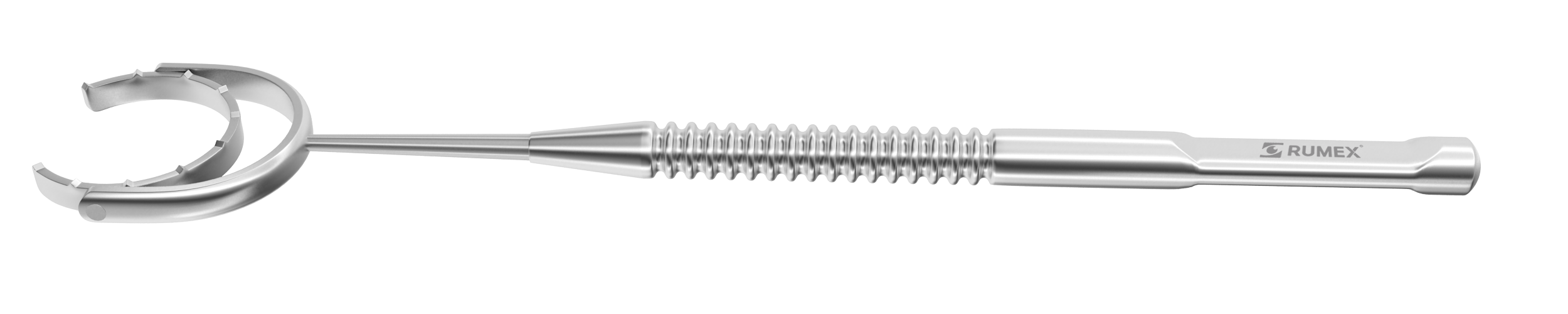 16-036S Fine Thornton Phaco Fixation Ring with Swivel, 3/4 Open 13.00 mm Diameter Ring with Teeth, Length 96 mm, Stainless Steel