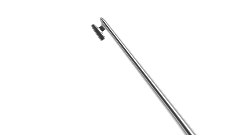 023R 5-030 Kuglen Iris Hook, Angled, H-Shaped Tip, Length 122 mm, Round Titanium Handle