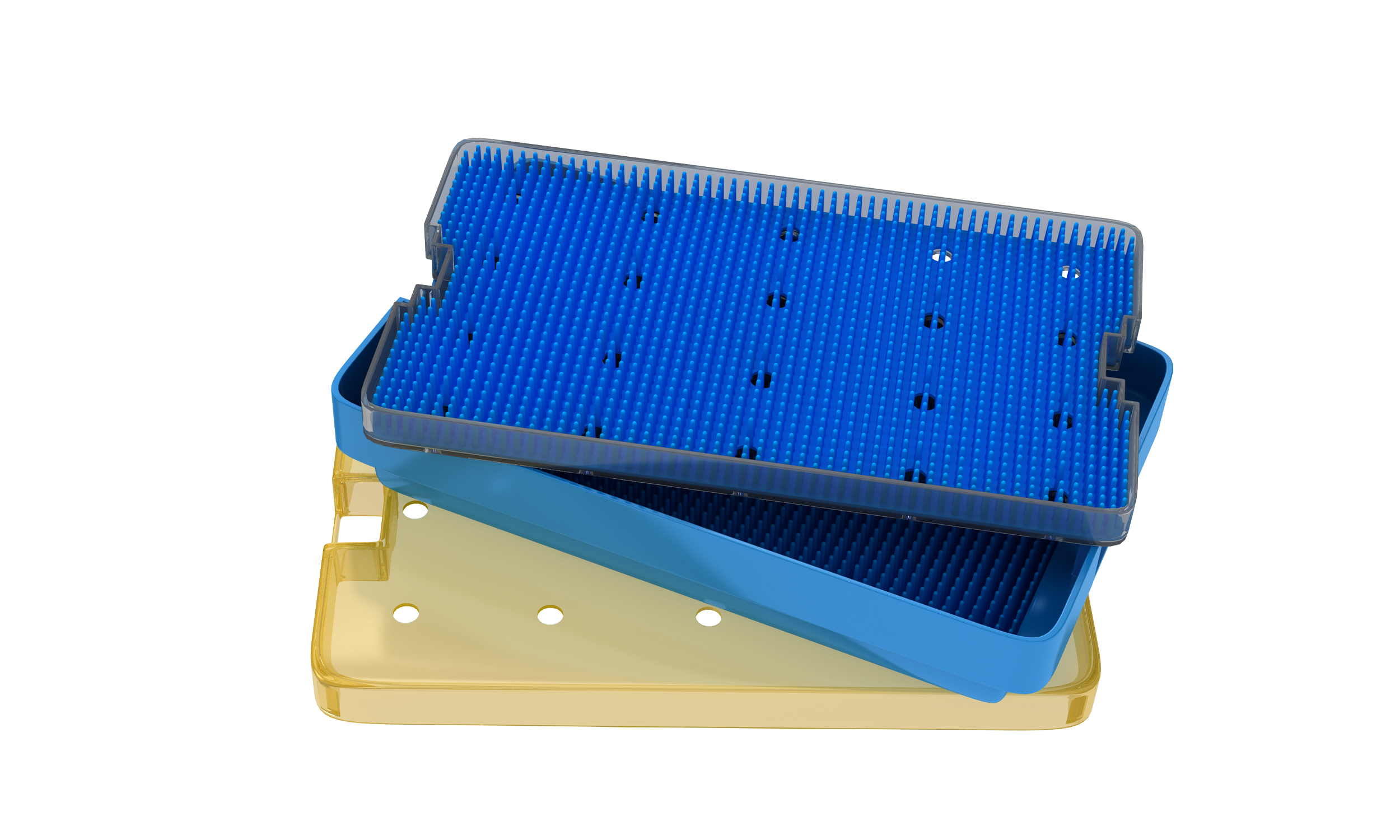 008R 18-304 Plastic Sterilization Tray with Silicone Finger Mat, Extra Large, 254×152×19 mm, 10×6×0.75″