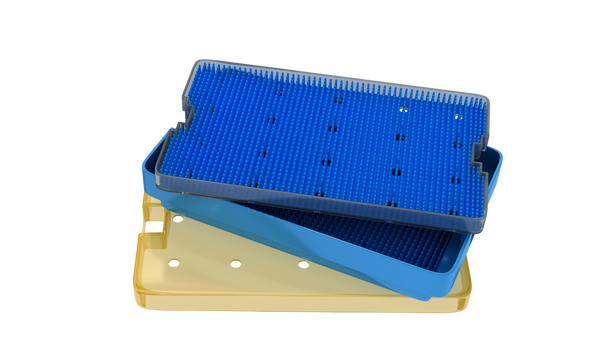 008R 18-304 Plastic Sterilization Tray with Silicone Finger Mat, Extra Large, 254×152×19 mm, 10×6×0.75″