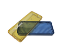 18-308 Plastic Sterilization Tray with Silicone Finger Mat, Long, 190.5×63.5×19 mm, 7.5×2.5×0.75″