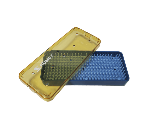 120R 18-308 Plastic Sterilization Tray with Silicone Finger Mat, Long, 190.5×63.5×19 mm, 7.5×2.5×0.75″
