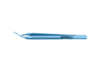 4-0395/LFT Capsulorhexis Forceps with Scale (2.50/5.00 mm), Cross-Action, for 1.50 mm Incisions, Curved Titanium Jaws (8.50 mm), Short Lever (16.00 mm), Long (101 mm) Flat Titanium Handle, Length 120 mm