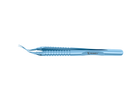 4-0395/LRT Capsulorhexis Forceps with Scale (2.50/5.00 mm), Cross-Action, for 1.50 mm Incisions, Curved Titanium Jaws (8.50 mm), Short Lever (16.00 mm), Long (101 mm) Round Titanium Handle, Length 120 mm