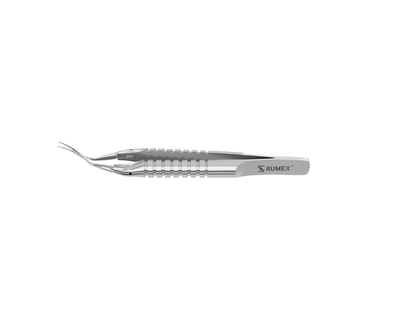 999R 4-0395/SRS Capsulorhexis Forceps with Scale (2.50/5.00 mm), Cross-Action, for 1.50 mm Incisions, Curved Stainless Steel Jaws (8.50 mm), Short Lever (16.00 mm), Short (71 mm) Round Stainless Steel Handle, Length 90 mm