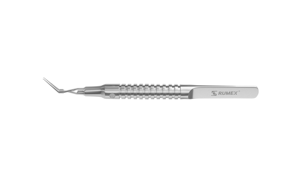 999R 4-0393S Small-Incision Capsulorhexis Forceps with Cross-Action and Scale, Cystotome Tips, Round Handle, Length 110 mm, Stainless Steel