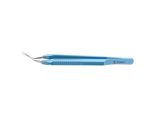 004R 4-0395 Capsulorhexis Forceps with Scale (2.50/5.00 mm), Cross-Action, for 1.50 mm Incisions, Curved Stainless Steel Jaws (8.50 mm), Short Lever (16.00 mm), Medium (91 mm) Flat Titanium Handle, Length 110 mm