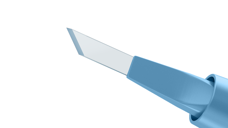999R 6-10/6-050 Side-Port Diamond Knife, 45° Single-Edge Blade, 1.00 mm, Straight, Length 120 mm, Titanium Handle