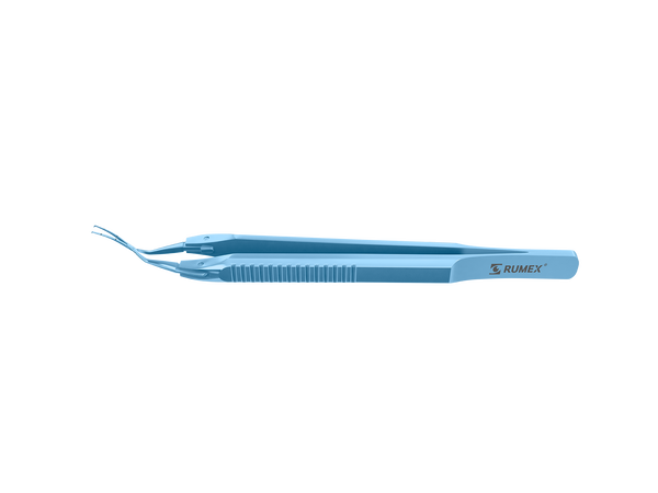 999R 4-0395T Capsulorhexis Forceps with Scale (2.50/5.00 mm), Cross-Action, for 1.50 mm Incisions, Curved Titanium Jaws (8.50 mm), Short Lever (16.00 mm), Medium (91 mm) Flat Titanium Handle, Length 110 mm