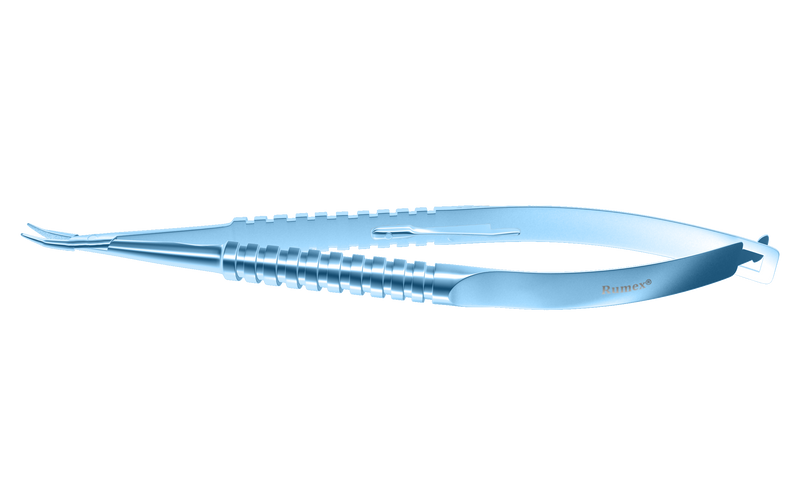 999R 8-050T Barraquer Needle Holder, 8.00 mm Extra Fine Jaws, Curved, with Lock, Long Size, Length 125 mm, Titanium