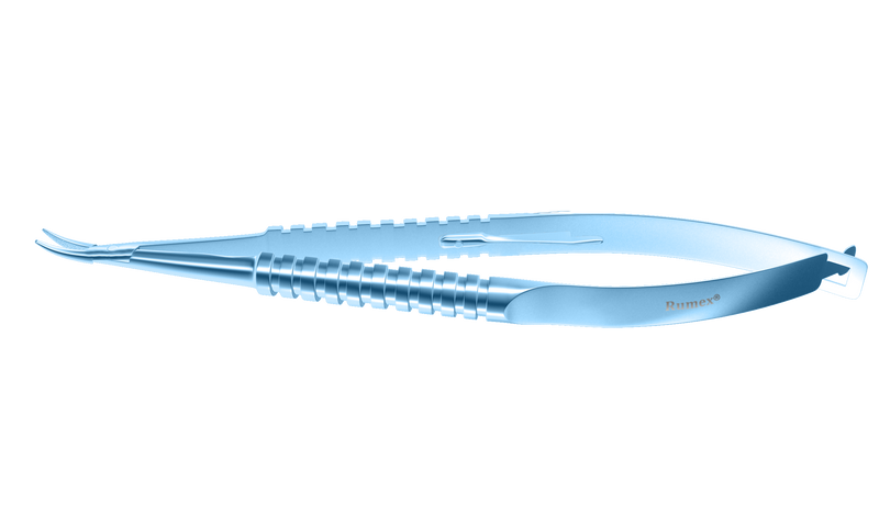 178R 8-090T Barraquer Needle Holder, 12.00 mm Strong Jaws, Curved, with Lock, Long Size, Length 125 mm, Titanium