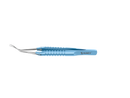 4-03952/SR Capsulorhexis Forceps with Scale (2.50/5.00 mm), Cross-Action, for 1.50 mm Incisions, Curved Stainless Steel Jaws (8.50 mm), Long Lever (26.00 mm), Short (71 mm) Round Titanium Handle, Length 100 mm