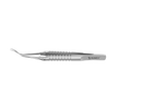 4-03952/SRS Capsulorhexis Forceps with Scale (2.50/5.00 mm), Cross-Action, for 1.50 mm Incisions, Curved Stainless Steel Jaws (8.50 mm), Long Lever (26.00 mm), Short (71 mm) Round Stainless Steel Handle, Length 100 mm