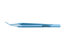 4-03952/LFT Capsulorhexis Forceps with Scale (2.50/5.00 mm), Cross-Action, for 1.50 mm Incisions, Curved Titanium Jaws (8.50 mm), Long Lever (26.00 mm), Long (101 mm) Flat Titanium Handle, Length 130 mm