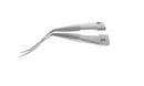 4-0395/LR Capsulorhexis Forceps with Scale (2.50/5.00 mm), Cross-Action, for 1.50 mm Incisions, Curved Stainless Steel Jaws (8.50 mm), Short Lever (16.00 mm), Long (101 mm) Round Titanium Handle, Length 120 mm
