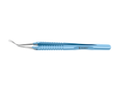 4-03952/LR Capsulorhexis Forceps with Scale (2.50/5.00 mm), Cross-Action, for 1.50 mm Incisions, Curved Stainless Steel Jaws (8.50 mm), Long Lever (26.00 mm), Long (101 mm) Round Titanium Handle, Length 130 mm
