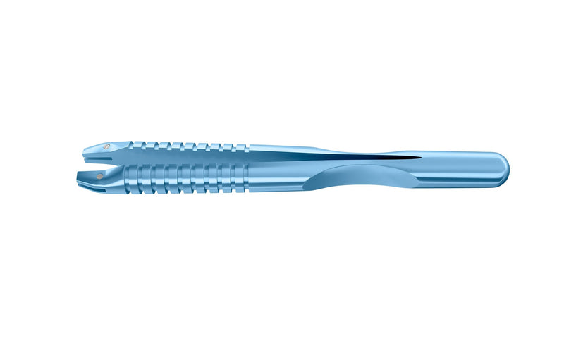 999R 4-0396/LRT Capsulorhexis Forceps with Scale (2.50/5.00 mm), Cross-Action, for 1.50 mm Incisions, Straight Titanium Jaws (8.50 mm), Short Lever (16.00 mm), Long (101 mm) Round Titanium Handle, Length 120 mm