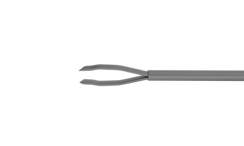 822R 12-420-25H Asymmetrical End-Grasping  Forceps, Attached to a Universal Handle, with RUMEX Flushing System, 25 Ga