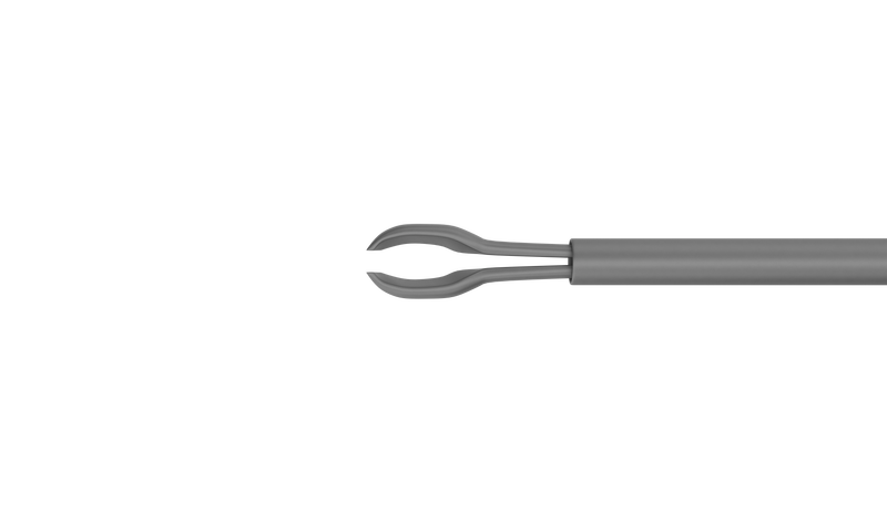859R 12-411-23H Tano Asymmetrical End-Gripping Forceps, Attached to a Universal Handle, with RUMEX Flushing System, 23 Ga