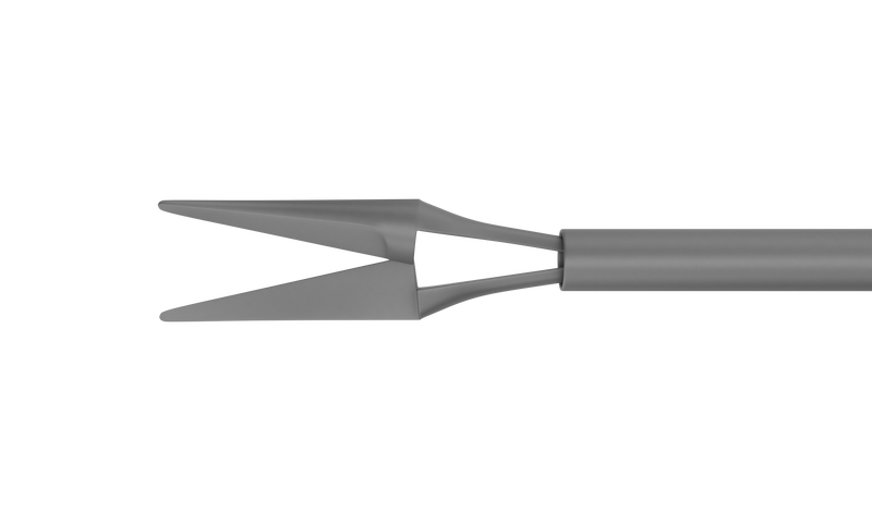 659R 12-209-23H Curved Subretinal Scissors, Attached to a Universal Handle, with RUMEX Flushing System, 23 Ga