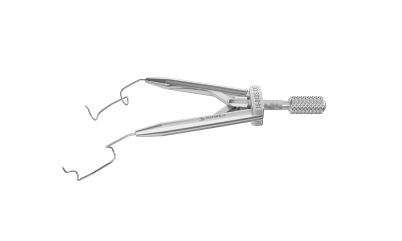 767R 14-040S Lieberman Temporal Speculum, 14.00 mm V-Shaped Blades, Round Branches, Adult Size, Length 76 mm, Stainless Steel