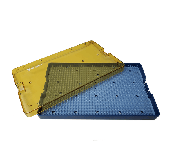 018R 18-304 Plastic Sterilization Tray with Silicone Finger Mat, Extra Large, 254×152×19 mm, 10×6×0.75″