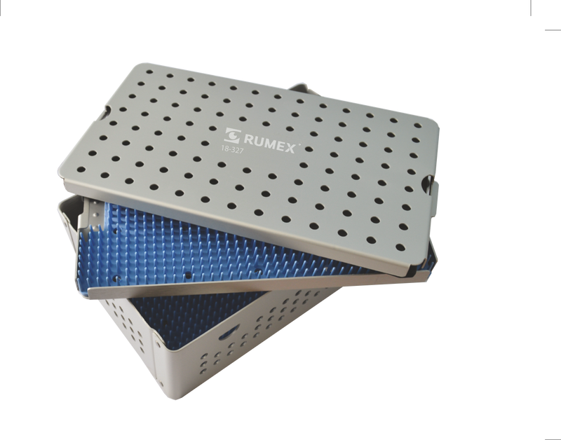 999R 18-327 Aluminum Sterilization Tray with Silicone Mat, Double Level, 260×160×80 mm, 10.25×6.25×3.25″