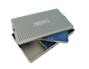 909R 18-333 Aluminum Sterilization Tray with Silicone Mat, Double Level + Open Section, 375×220×45 mm, 14.75×8.75×1.75″