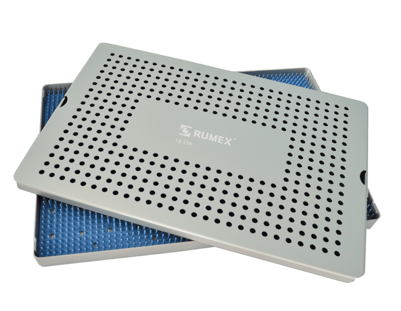 999R 18-334 Aluminum Sterilization Tray with Silicone Mat, 390×265×20 mm, 15.5×10.5×0.80″