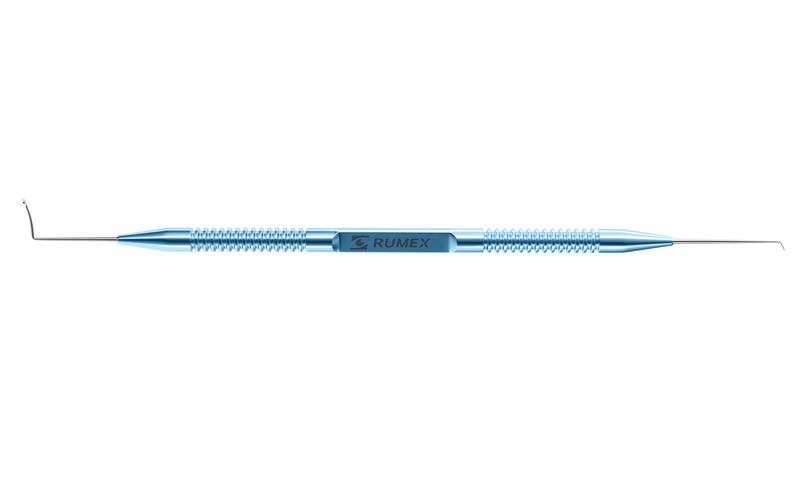 173R 20-2071 ReLEx Smile Double Lenticule Spatula (Blunt Spoon and Shortened Flat Spatula), Length 129 mm, Round Titanium Handle