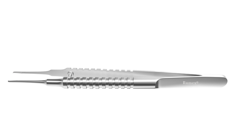 732R 4-0551S Straight Corneal Forceps, Bonn-Catalano Type, 0.12 mm, 1x2 Teeth, Round Handle, Length 105 mm, Stainless Steel