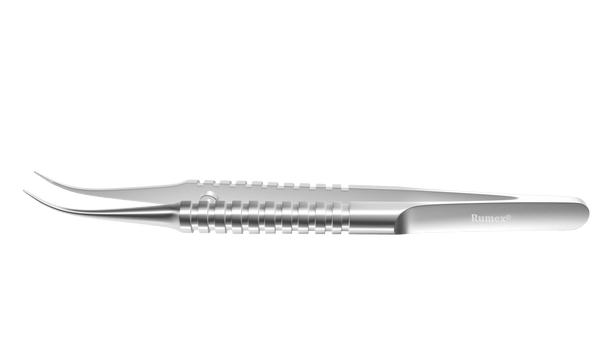 104R 4-186S Tennant Curved Tying Forceps, Extra-Delicate Tips, for 9-0 To 11-0 Sutures, Round Handle, Length 107 mm, Stainless Steel
