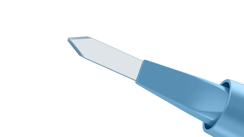 568R 6-10/6-0531 Side-Port Diamond Knife, 20° Trifacet Blade, 0.20/1.00 mm, Length 120 mm, Straight Titanium Handle