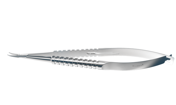 999R 8-040S Barraquer Needle Holder, 12.00 mm Fine Jaws, Curved, with Lock, Medium Size, Length 115 mm, Stainless Steel