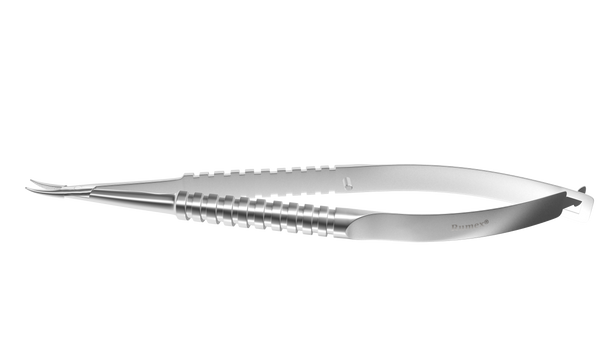 999R 8-041S Barraquer Needle Holder, 12.00 mm Fine Jaws, Curved, without Lock, Medium Size, Length 115 mm, Stainless Steel