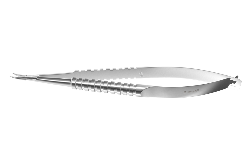 788R 8-041S Barraquer Needle Holder, 12.00 mm Fine Jaws, Curved, without Lock, Medium Size, Length 115 mm, Stainless Steel