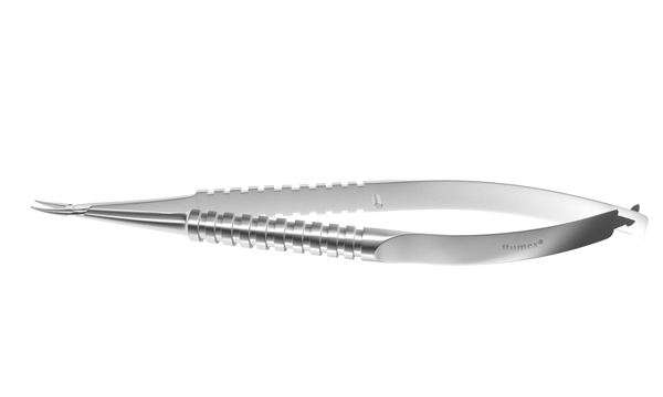 999R 8-045S Barraquer Needle Holder, 8.00 mm Extra Fine Jaws, Curved, without Lock, Medium Size, Length 115 mm, Stainless Steel