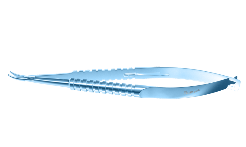 613R 8-060T Barraquer Needle Holder, 12.00 mm Standard Jaws, Curved, with Lock, Long Size, Length 125 mm, Titanium